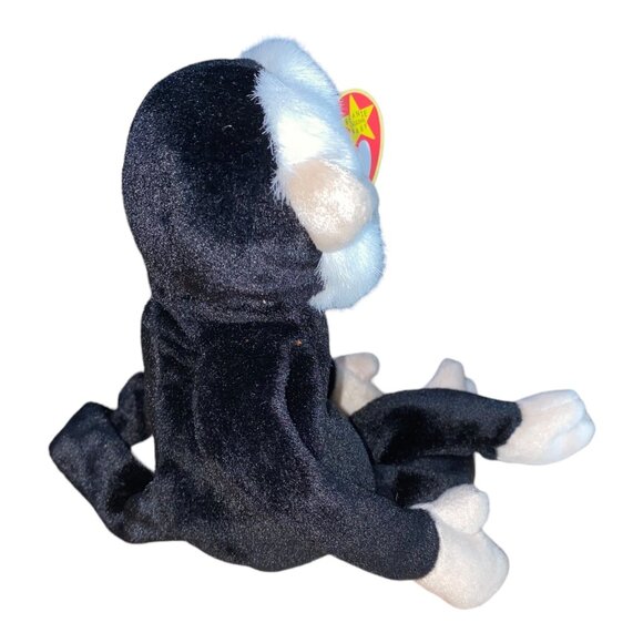Ty Beanie Babies "Mooch" Monkey Plush Toy 1998 Black & Cream Collectible - Picture 4 of 9